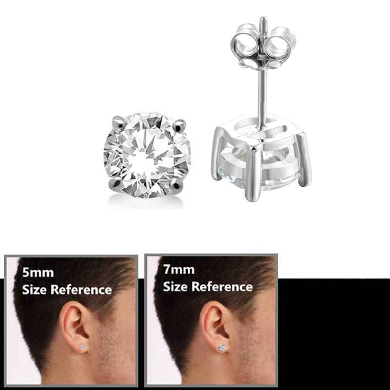 Men's Stud Earrings- Round Cut Zirconia Stone