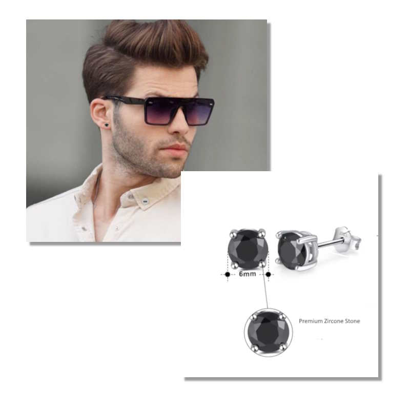 Black Zirconia Stud Earrings For Men Black Zirconia Stud Earrings For Men