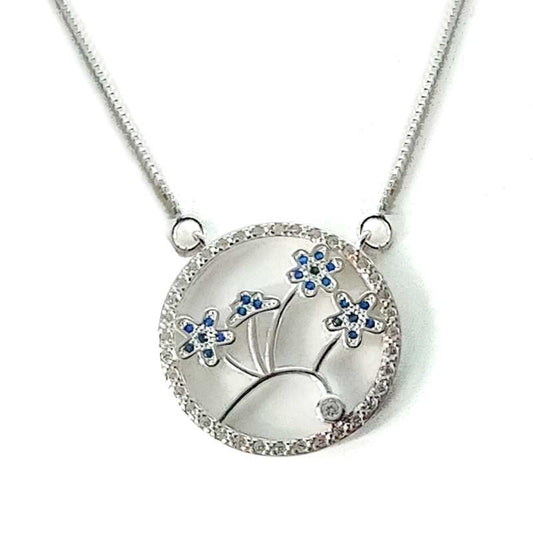 French Yarrow Flower Pendant Necklace