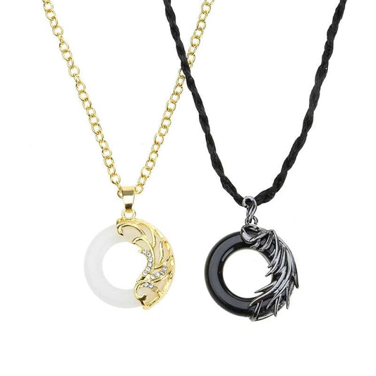black white circles necklace