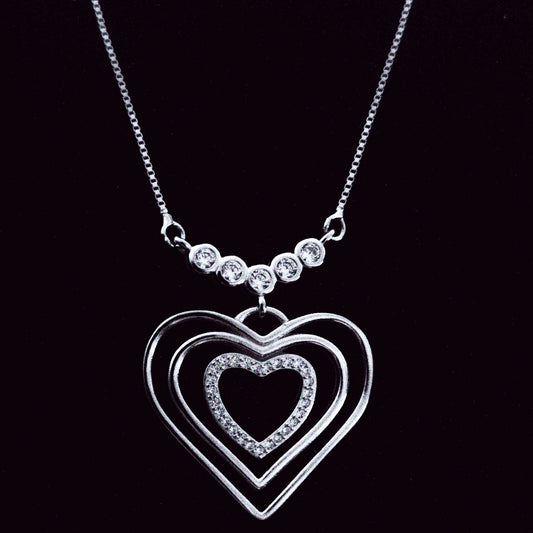 Open Heart Pendant Silver Necklace