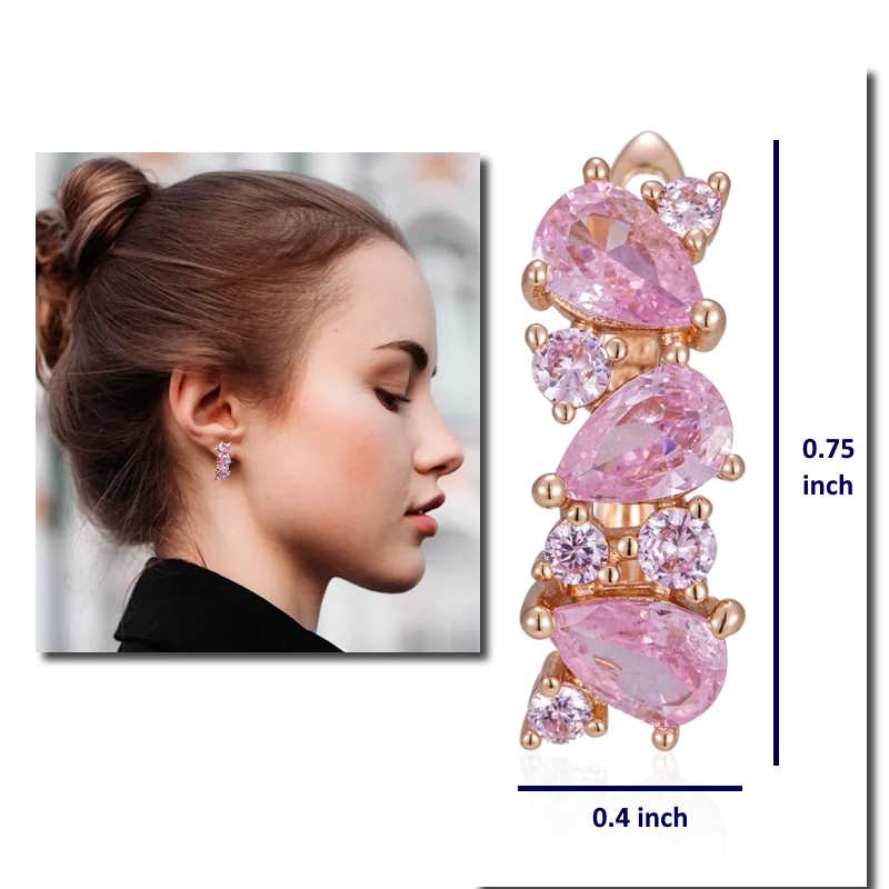 Pink Stones U Hoop Earrings Pink Stones U Hoop Earrings