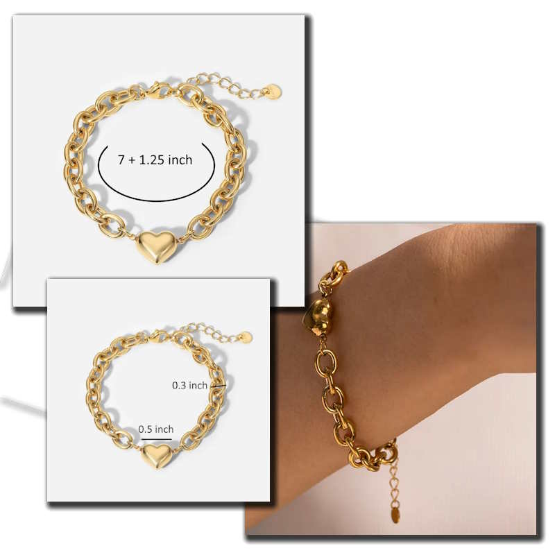 Puff Heart wide Chain Bracelet Puff Heart wide Chain Bracelet