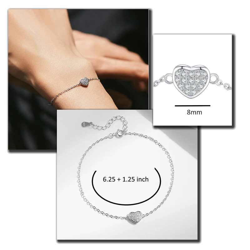 Sterling silver heart bracelet women Sterling silver heart bracelet women
