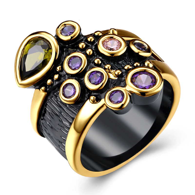 Damier Black Ring S00 - Fashion Jewellery