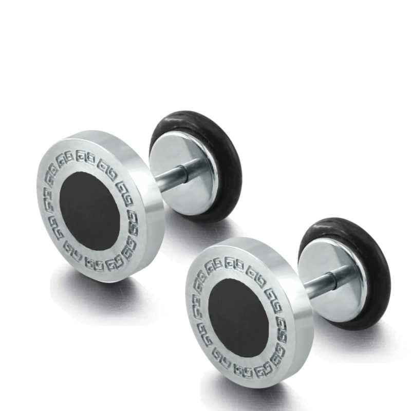 Screw-on Black Earrings for Men Screw-on Black Earrings for Men