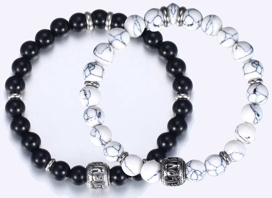 True Love Couple Bracelets- Howlite Beads Bracelet- Black Beaded Bracelet True Love Couple Bracelets- Howlite Beads Bracelet- Black Beaded Bracelet