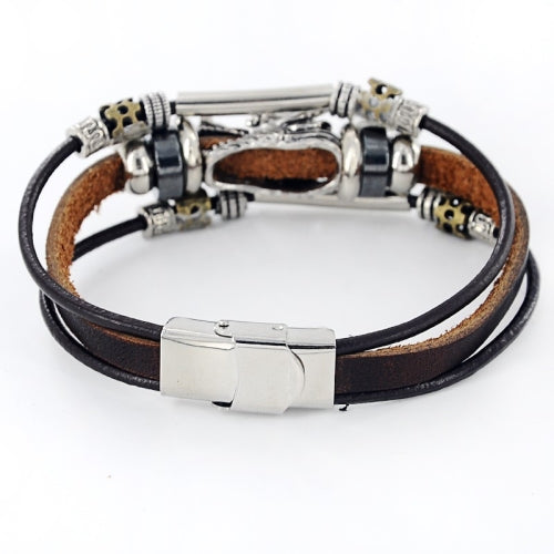 Men Bracelet- Multi Layer Leather with Vintage Dragon Charm Men Bracelet- Multi Layer Leather with Vintage Dragon Charm