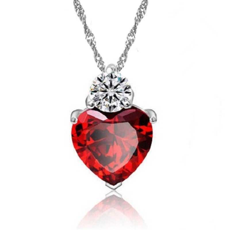 Red heart necklace with diamonds Clearance
