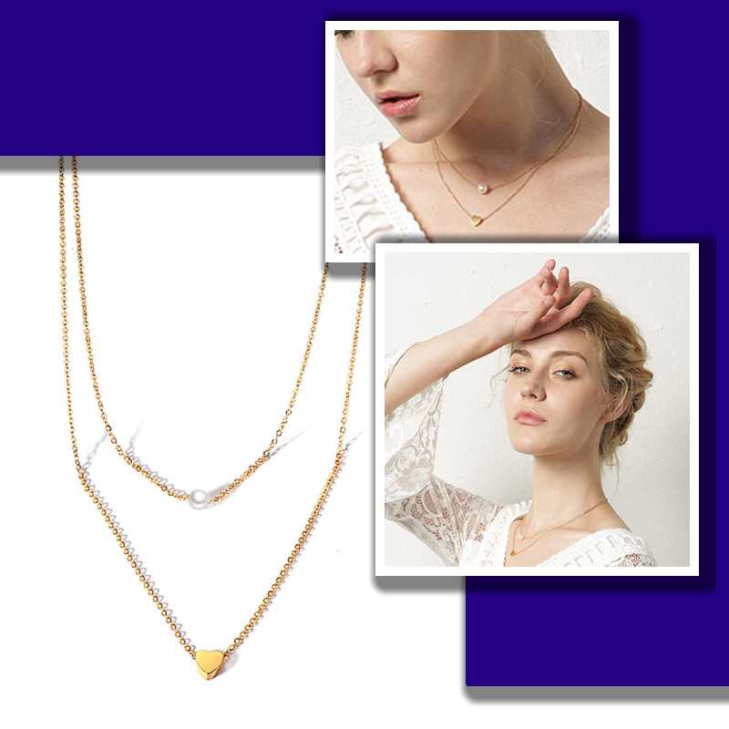 Necklace Stack Gold- Heart Charm Necklace Stack Gold- Heart Charm