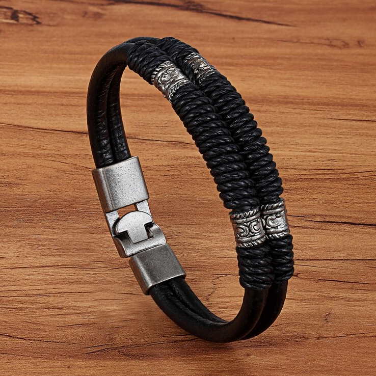 leather-bracelet-string-wrap-black leather-bracelet-string-wrap-black