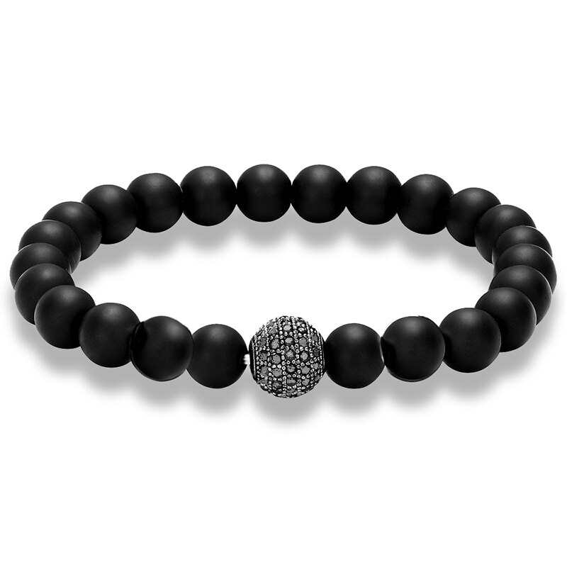 Matte Black Beads Stretch Bracelet for Men-XL Matte Black Beads Stretch Bracelet for Men-XL