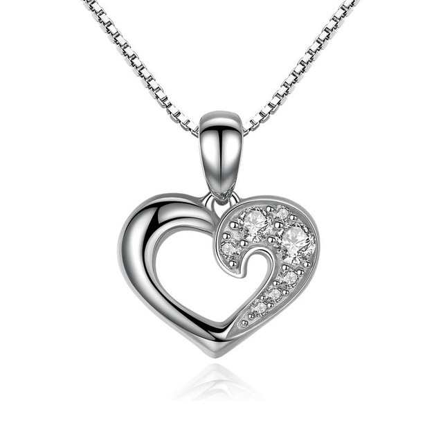 Open Heart Necklace , Sterling Silver Necklace for Her Open Heart Necklace , Sterling Silver Necklace for Her