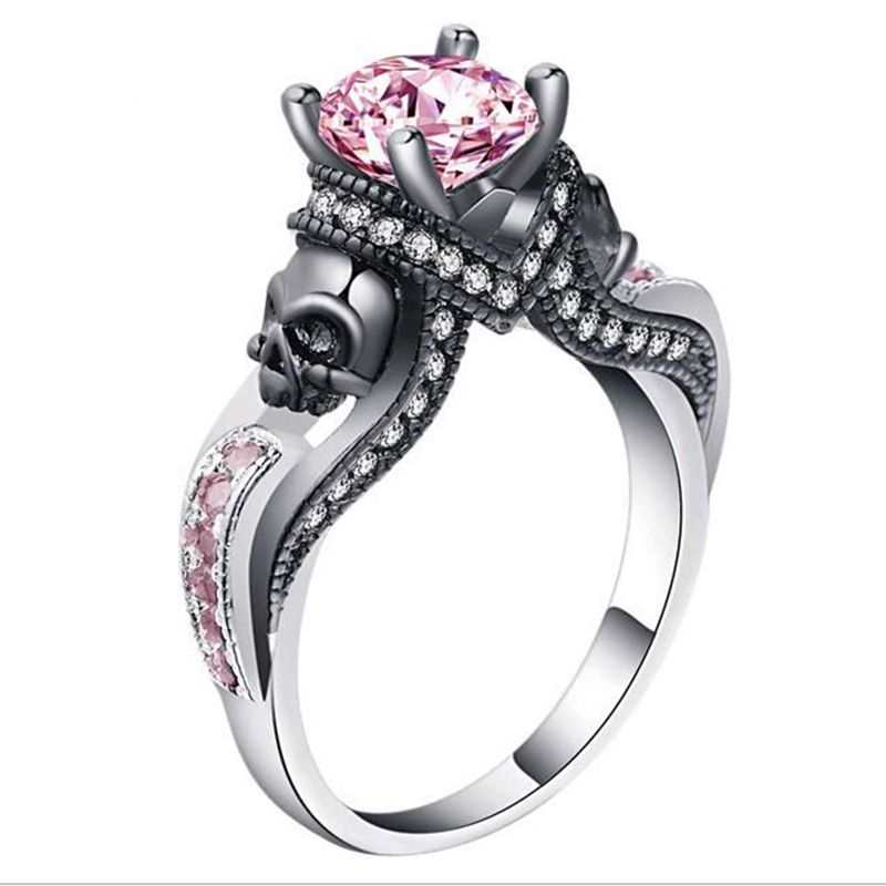 Pink Skull Ring- Pink Engagement Ring Pink Skull Ring- Pink Engagement Ring