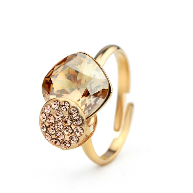 Resizable Gold Ring for Women - Austrian Crystal Adjustable Ring