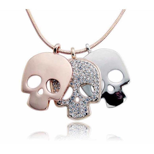 rose gold skull necklace-crystal skull Jewelry