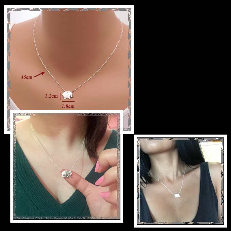 Silver Origami Elephant Necklace, Elephant Pendant Necklace Silver Origami Elephant Necklace, Elephant Pendant Necklace