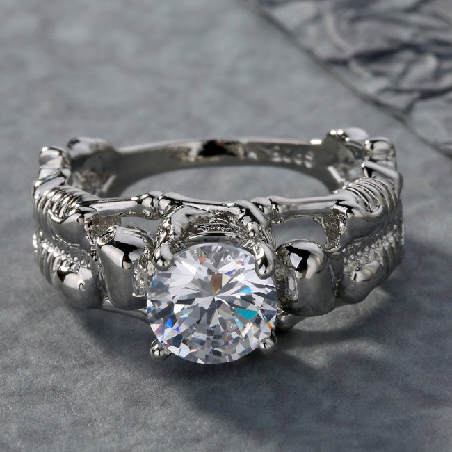 Skull Rings for Her-White or Black Lab Diamond-Platinum Top Layer Skull Rings for Her-White or Black Lab Diamond-Platinum Top Layer