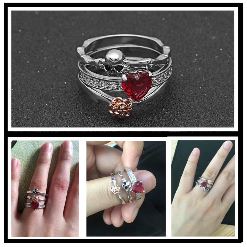 Sugar Skull Rings Set- Skull Wedding Rings Sugar Skull Rings Set- Skull Wedding Rings