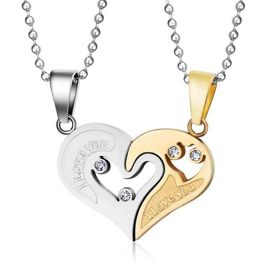 interlocking heart necklace couple split heart necklace