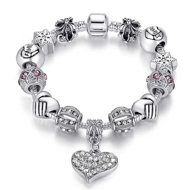 Silver Heart Charm Bracelet for Women designer inspired look alike Silver Heart Charm Bracelet for Women designer inspired look alike