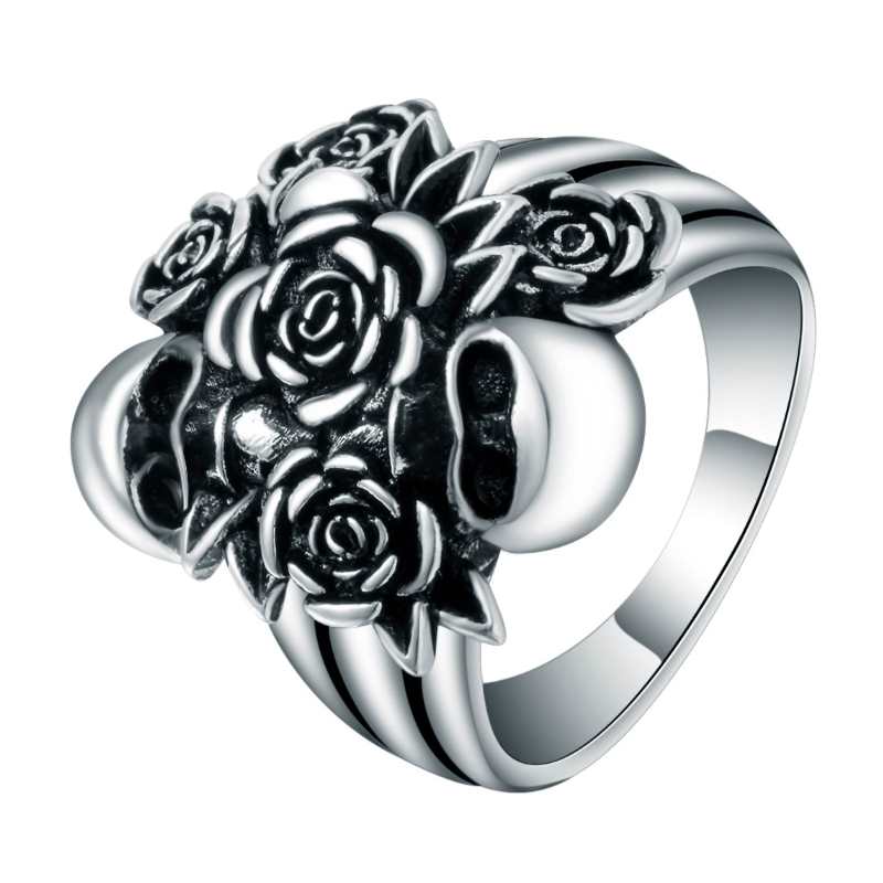 Sugar Skull Women Ring Antiqued Silver Finish Sugar Skull Women Ring Antiqued Silver Finish