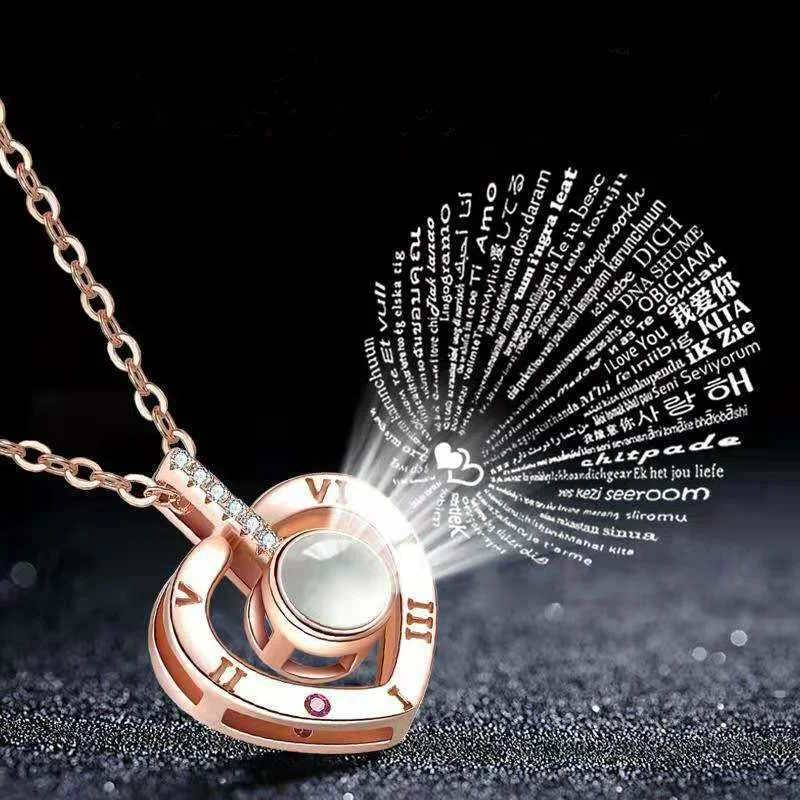 I love you projection necklace