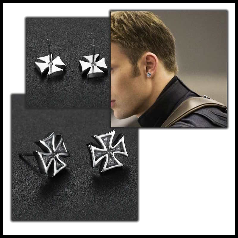 black cross stud earrings