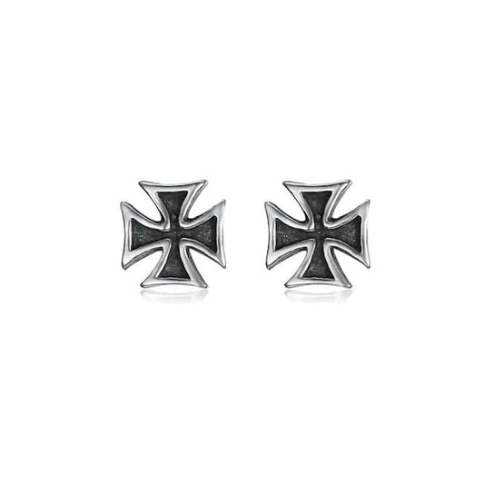 black cross earrings for men