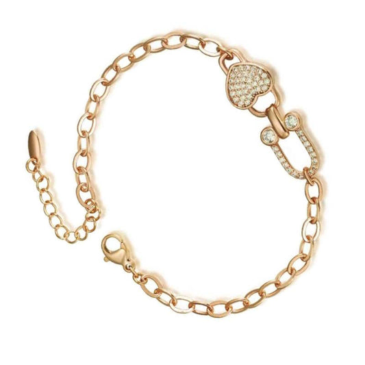 Gold Heart Charm Chain Bracelet