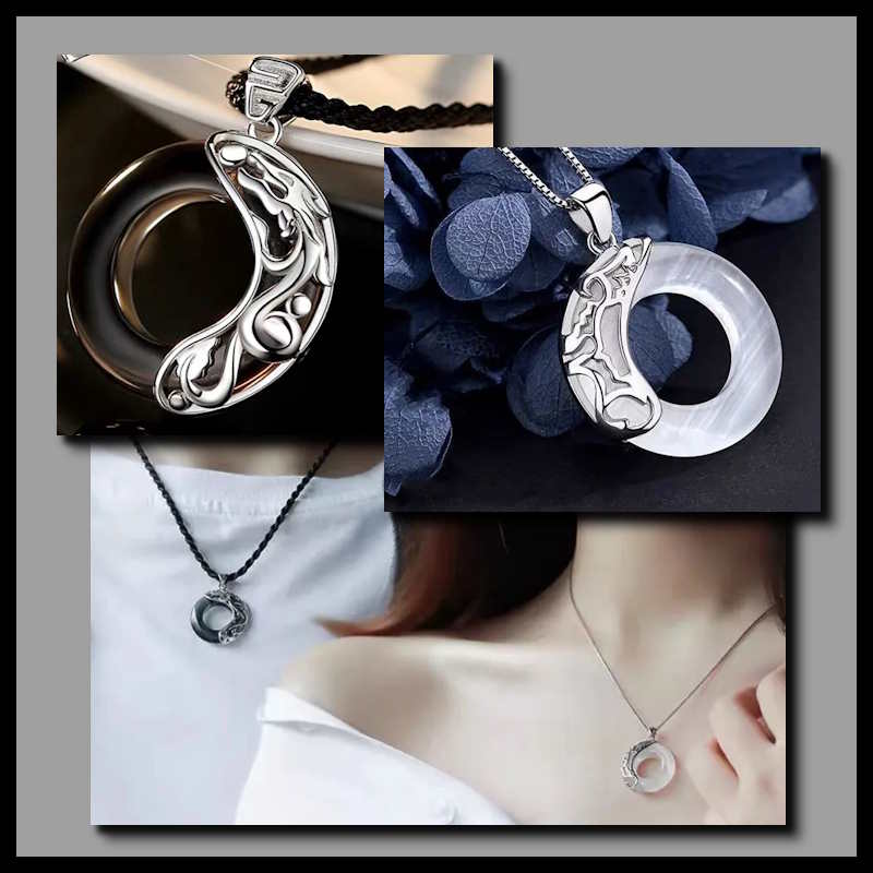 black white coupel necklaces