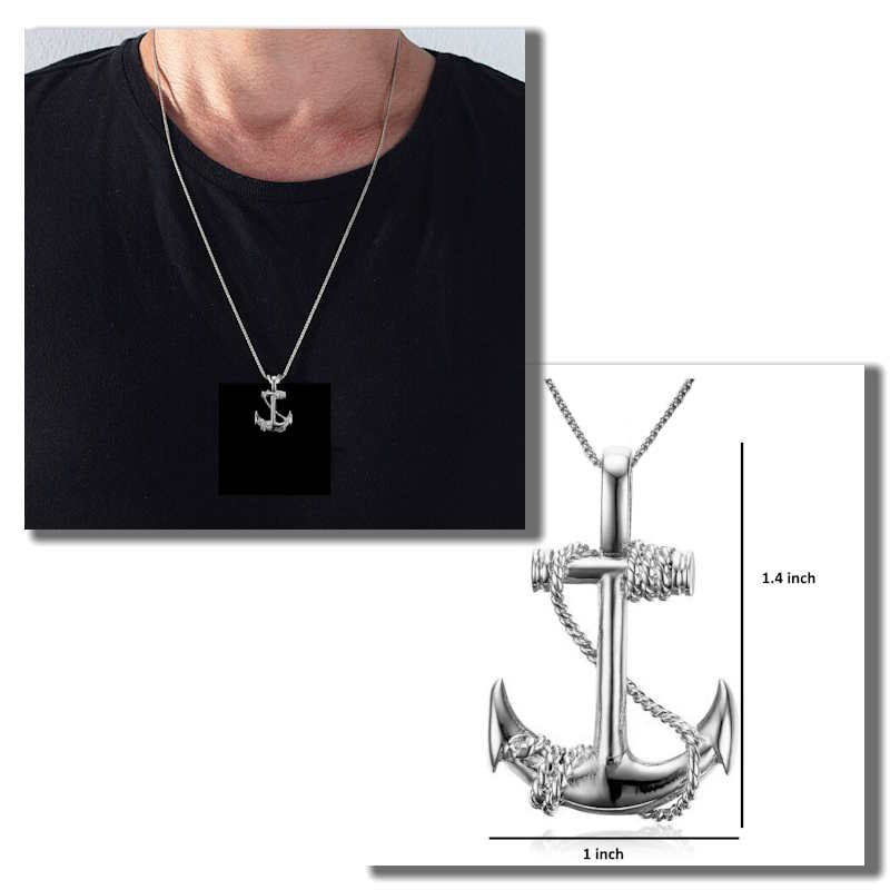 Anchor Necklace for Men - Silver