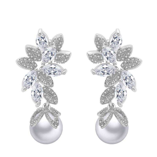 pearl wedding drop earrings