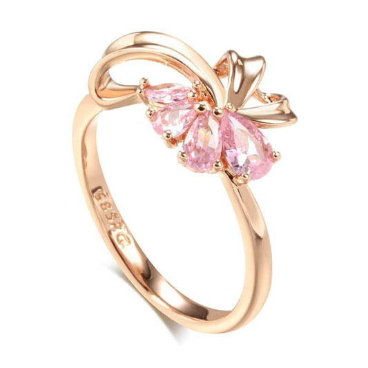 Pink Flower Ring - Rose Gold