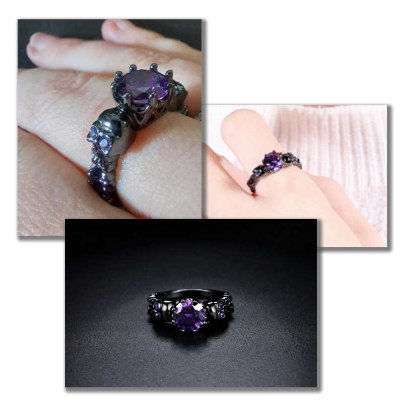 amethyst skull ring for women