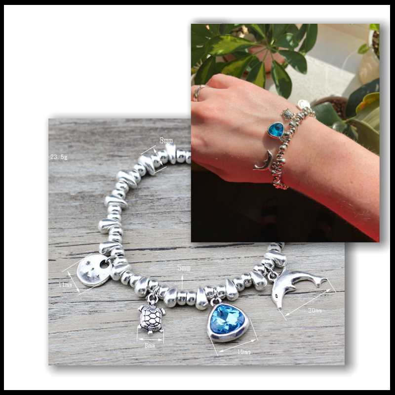 silver beads stringed bracelet 