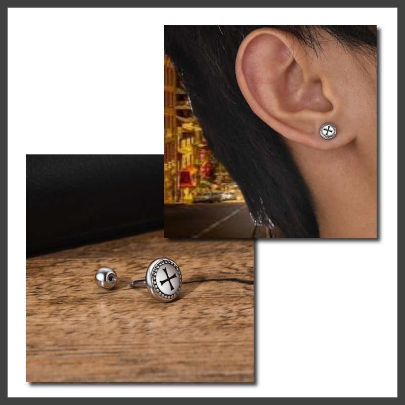 Cross stud earrings for men