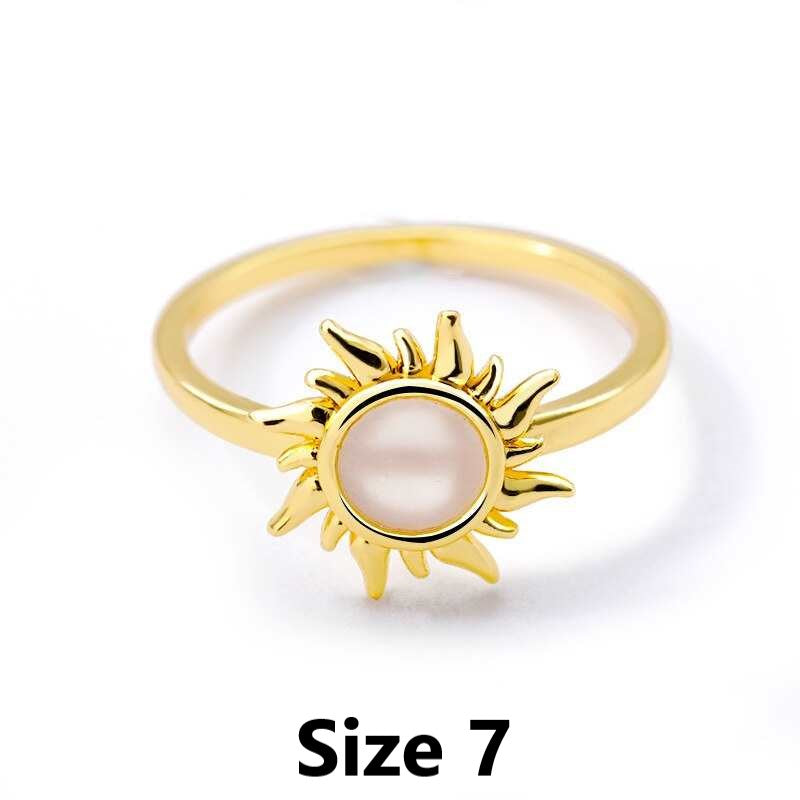 sun charm ring in gold