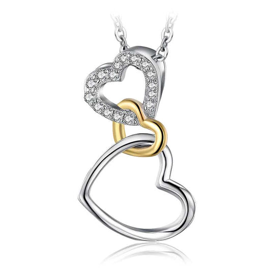 Three Interlocking Hearts Pendant Necklace