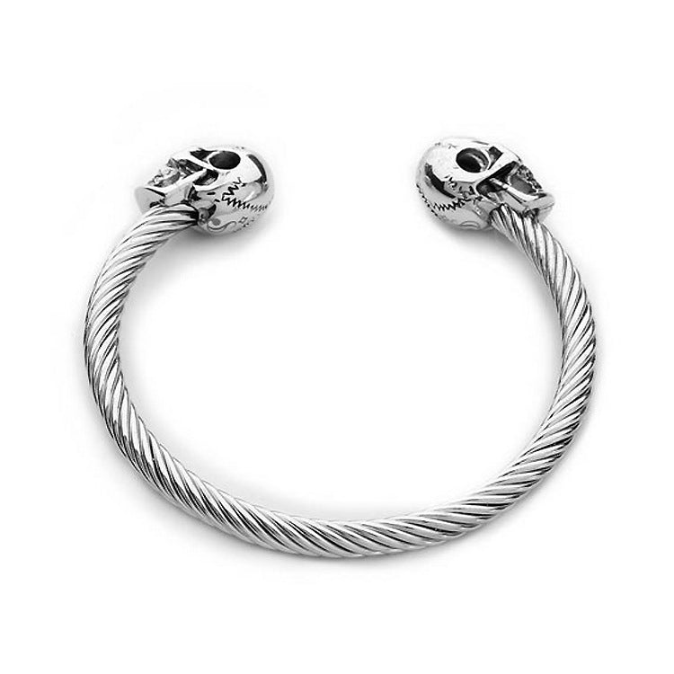 Solid 925 Pure Silver Biker Skull Bracelet – Sunken Skull