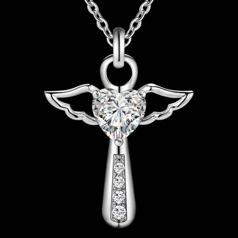 Angel Wing Cross Necklace