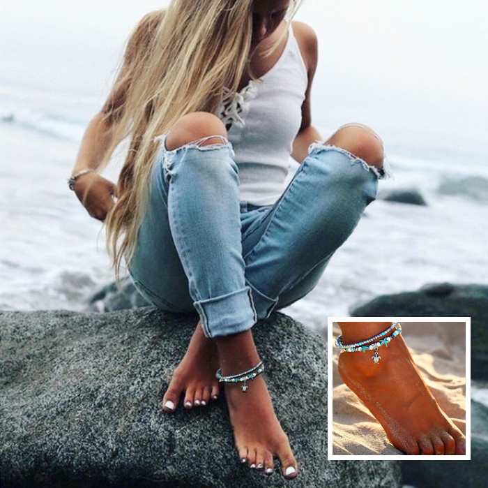 VFlowee Boho Beaded Anklets Colorful Women Ankle Bracelets Beads Bracelet  Elastic Foot and Hand Chain Jewelry : Amazon.in: Jewellery