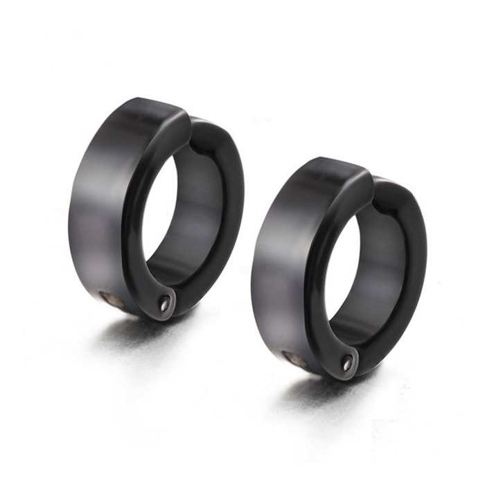 clip on black hoop earrings huggies men women