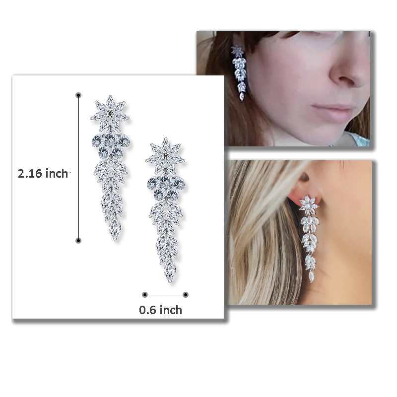 White Crystal Bridal Earrings