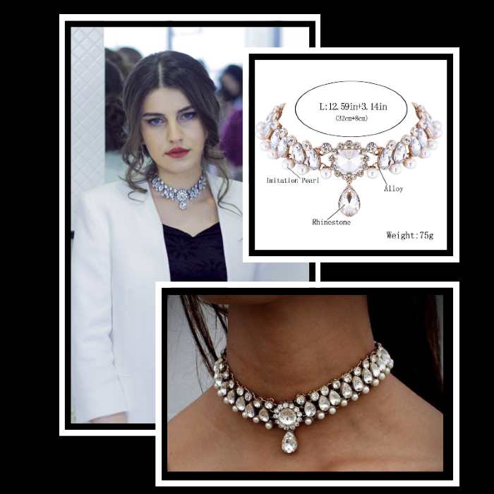 women white crystal choker