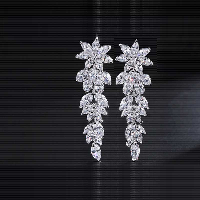 White Crystal Bridal Earrings