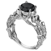 Skull Rings for Her-White or Black Lab Diamond-Platinum Top Layer
