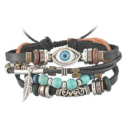 Evil Eye Leather Bracelet- Unisex