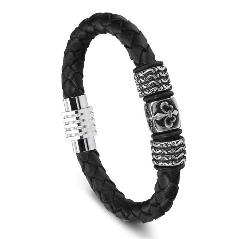 Fleur De Lis Bracelet-Minimalist Leather Men's Bracelet – SurewayDM