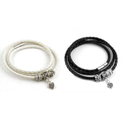 friendship bracelets, matching couples bracelet wrap leather black white